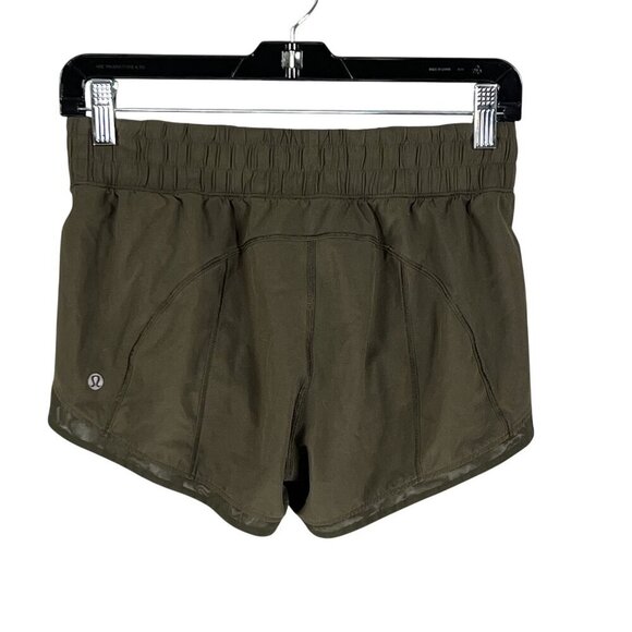 Lululemon Miles Ahead Womens 4 Olive Green Running Shorts Athleisure Sporty Gym - Picture 5 of 10